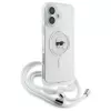 Karl Lagerfeld KLHMP16SHCKHNT Capa rígida transparente para iPhone 16 Crossbody IML Karl Head MagSafe