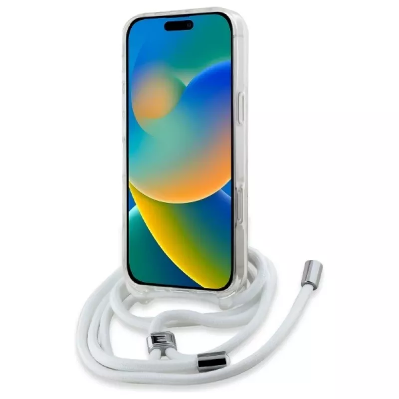 Karl Lagerfeld KLHMP16SHCKHNT Capa rígida transparente para iPhone 16 Crossbody IML Karl Head MagSafe