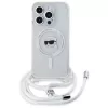 Karl Lagerfeld Capa rígida transparente para iPhone 16 Pro Crossbody IML Karl Head MagSafe