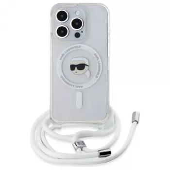 Karl Lagerfeld KLHMP16XHCKHNT Capa rígida transparente para iPhone 16 Pro Max 6,9 polegadas Crossbody IML Karl Head MagSafe