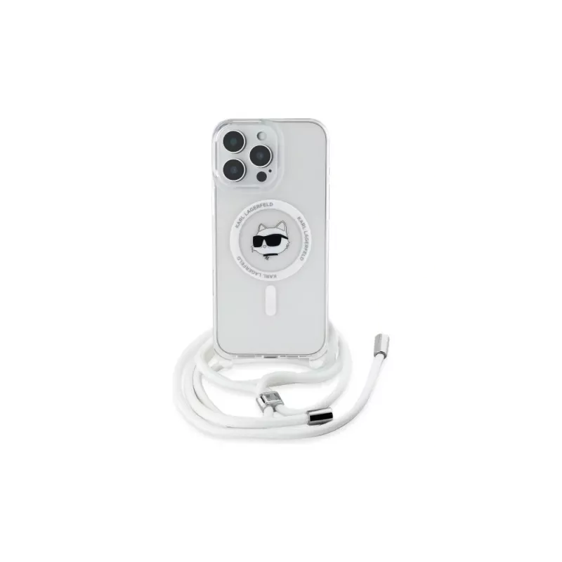 Karl Lagerfeld KLHMP16XHCCHNT Capa rígida transparente para iPhone 16 Pro Max 6,9 IML Choupette Head & Cord MagSafe