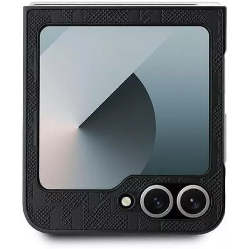 Karl Lagerfeld KLHCZF6PGKSKIHK Capa rígida Saffiano Monogram para Samsung Galaxy Z Flip 6 / Z Flip 7 FE, preta