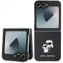 Karl Lagerfeld KLHCZF6SAPKCNPK Capa Saffiano Metal Pin para Samsung Galaxy Z Flip6 / Z Flip7 FE, preta