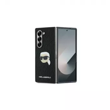 Karl Lagerfeld Capa rígida Saffiano Monogram Head Pin para Samsung Galaxy Z Fold6 - preta