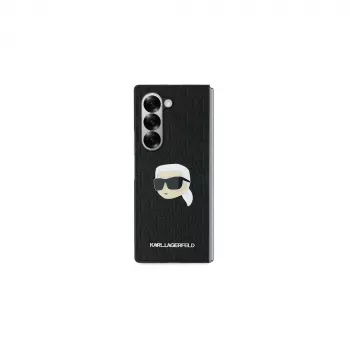 Karl Lagerfeld Capa rígida Saffiano Monogram Head Pin para Samsung Galaxy Z Fold6 - preta