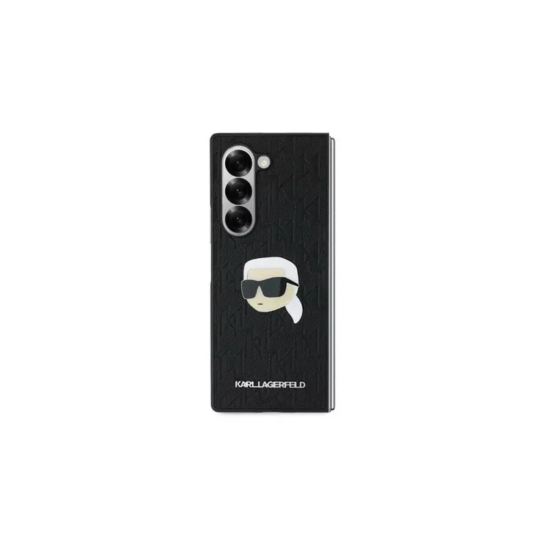 Karl Lagerfeld Capa rígida Saffiano Monogram Head Pin para Samsung Galaxy Z Fold6 - preta