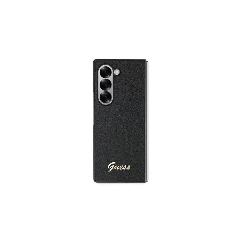 Capa rígida Guess GUHCZFD6HGGSHK Z Fold6 F956 preta 4G Glitter Script