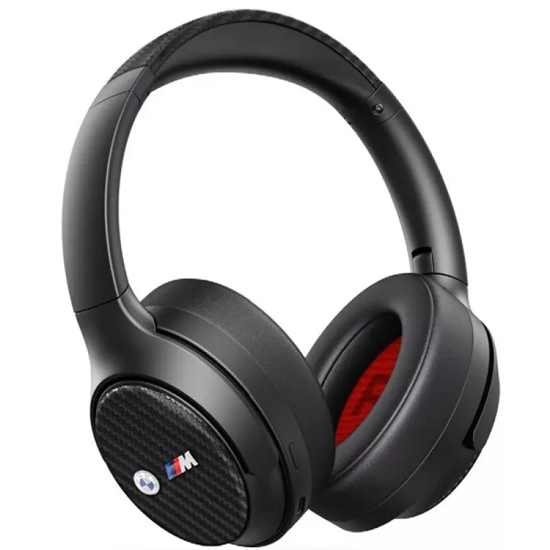 Auscultadores Bluetooth over-ear BMW ANC preto com logótipos metálicos