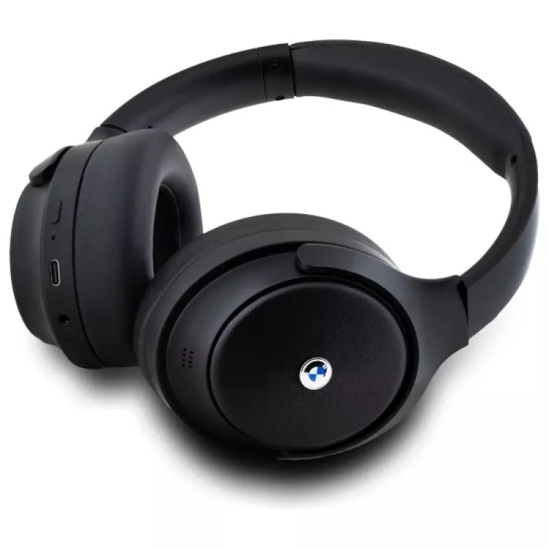 Auscultadores Bluetooth over-ear BMW com cancelamento ativo de ruído, preto, logótipos metálicos