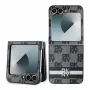 Capa rígida protetora DKNY DKHCZF6PCPTSSK para Samsung Galaxy Z Flip6 F741 / Z Flip7 FE, padrão xadrez preto com riscas impressas