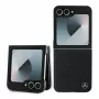 Capa MagSafe Mercedes-Benz MEHMZF623RBGVK em pele com efeito madeira para Samsung Galaxy Z Flip6 / Z Flip7 FE, preto
