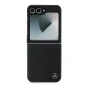 Capa MagSafe Mercedes-Benz MEHMZF623RBGVK em pele com efeito madeira para Samsung Galaxy Z Flip6 / Z Flip7 FE, preto