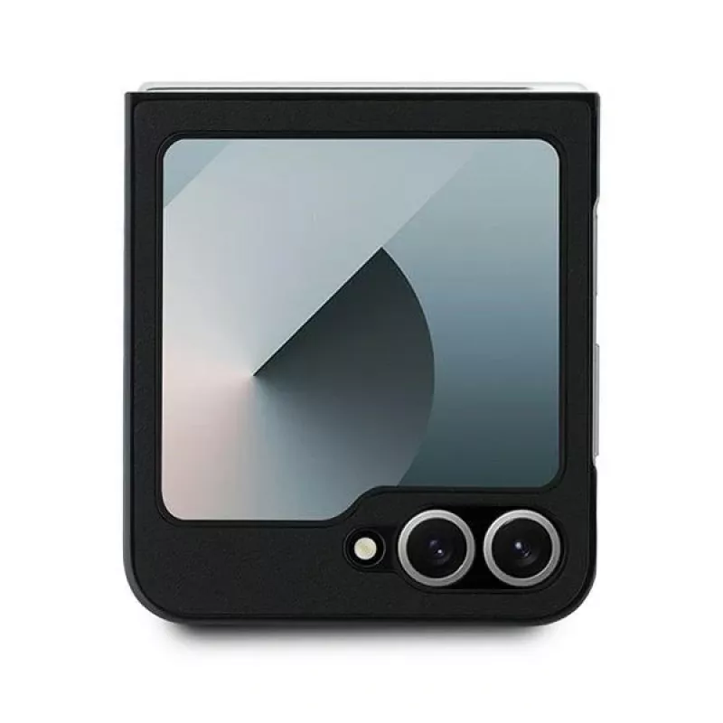 Capa MagSafe Mercedes-Benz MEHMZF623RBGVK em pele com efeito madeira para Samsung Galaxy Z Flip6 / Z Flip7 FE, preto