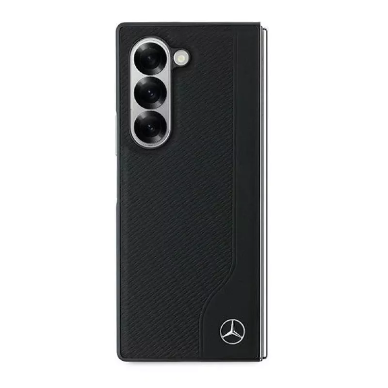 Capa traseira MagSafe Mercedes-Benz MEHMZFD623RBGVK em pele com efeito madeira para Samsung Galaxy Z Fold6, preto