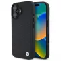 Capa rígida BMW BMHMP16S23RDDK para iPhone 16 6,1 polegadas preta Sign Leather Diamond Metal Logo MagSafe
