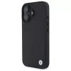 Capa rígida BMW BMHMP16S23RDDK para iPhone 16 6,1 polegadas preta Sign Leather Diamond Metal Logo MagSafe