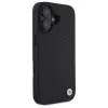Capa rígida BMW BMHMP16S23RDDK para iPhone 16 6,1 polegadas preta Sign Leather Diamond Metal Logo MagSafe