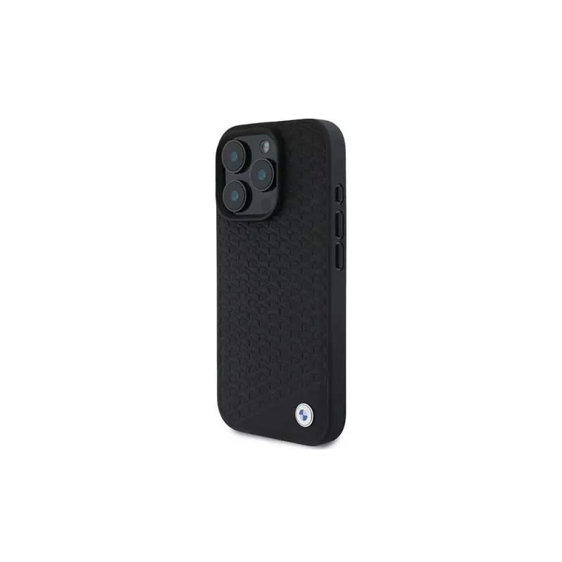 Capa rígida BMW BMHMP16X23RDDK para iPhone 16 Pro Max 6,9 preta Sign Leather Diamond Metal Logo MagSafe