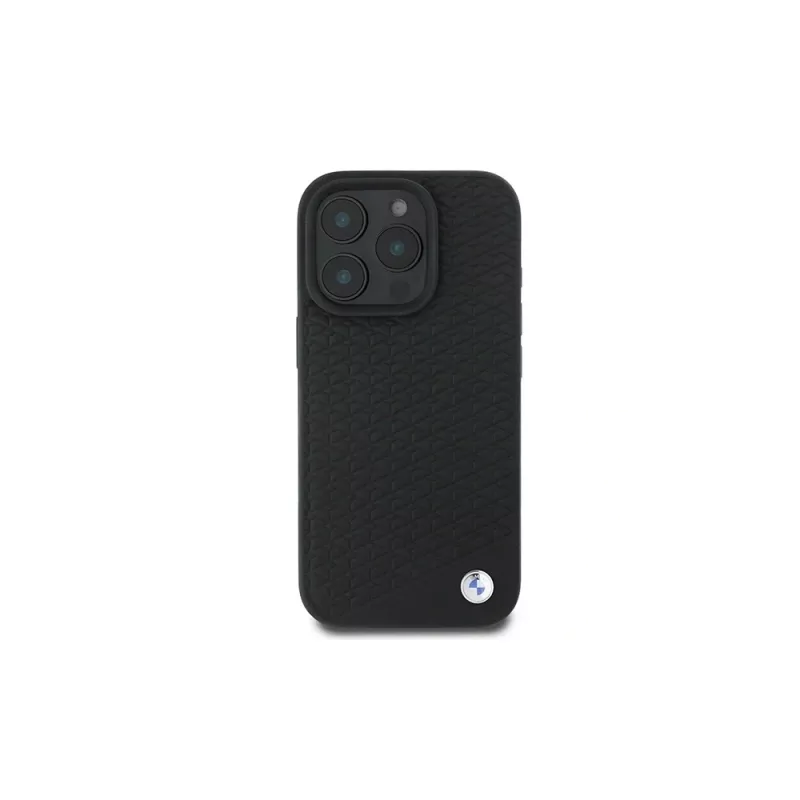 Capa rígida BMW BMHMP16X23RDDK para iPhone 16 Pro Max 6,9 preta Sign Leather Diamond Metal Logo MagSafe
