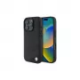 Capa rígida BMW Sign Leather Crossing Lines Pattern para Apple iPhone 16 Pro 6,3 polegadas preta