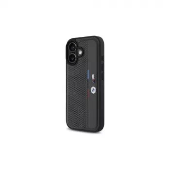 Capa rígida BMW BMHCP16S23PUPVA para iPhone 16 6.1 antracite M Perforated Tricolor Detail Line