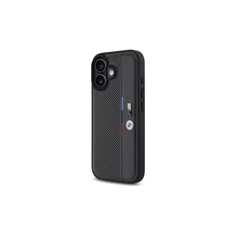 Capa rígida BMW BMHCP16S23PUPVA para iPhone 16 6.1 antracite M Perforated Tricolor Detail Line