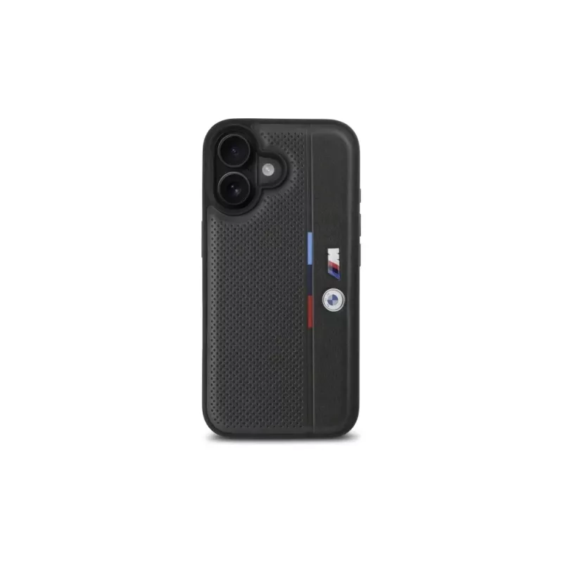 Capa rígida BMW BMHCP16S23PUPVA para iPhone 16 6.1 antracite M Perforated Tricolor Detail Line