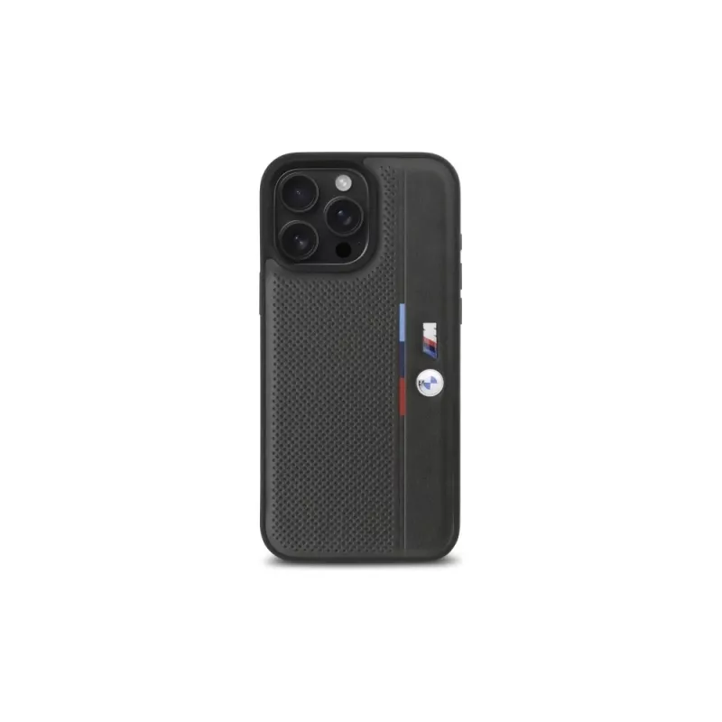 Capa rígida BMW BMHCP16L23PUPVA para iPhone 16 Pro 6.3 antracite M Perforated Tricolor Detail Line