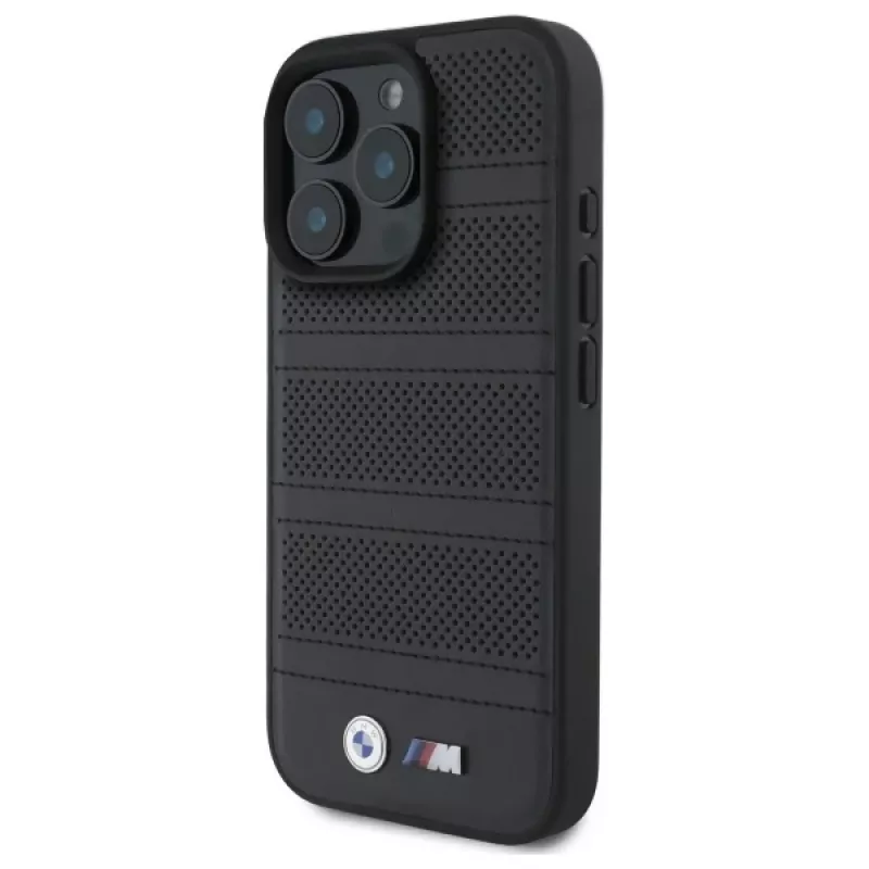 Capa rígida MagSafe BMW M Perforated And Stitched Line para iPhone 16 Pro Max 6.9 preta