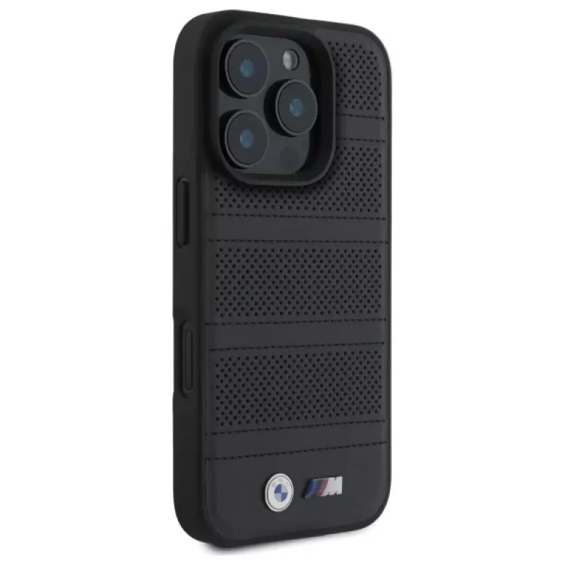 Capa rígida MagSafe BMW M Perforated And Stitched Line para iPhone 16 Pro Max 6.9 preta