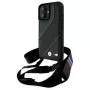 Capa rígida BMW M Edition Carbon Stripe & Strap para iPhone 16 6,1 polegadas - preto
