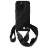 Capa rígida BMW M Edition Carbon Stripe & Strap para Apple iPhone 16 Pro Max 6,9 polegadas preta