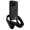 Capa rígida BMW M Edition Carbon Stripe & Strap para Apple iPhone 16 Pro Max 6,9 polegadas preta