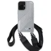Capa rígida BMW BMHCP16S23PSCCG para iPhone 16 6,1 polegadas cinzenta M Edition Carbon Stripe & Strap
