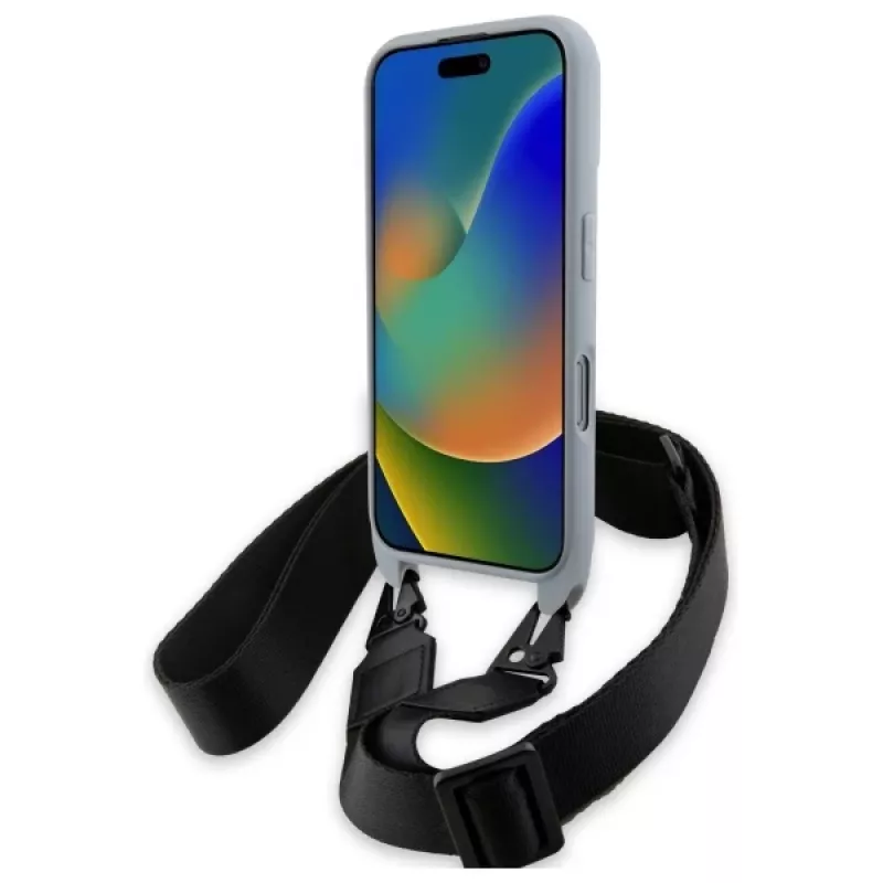 Capa rígida BMW M Edition Carbon Stripe & Strap para iPhone 16 Pro Max 6,9 polegadas cinzenta