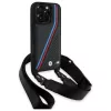 Capa rígida BMW BMHCP16X23PSVTK para iPhone 16 Pro Max 6,9 polegadas preta M Edition Carbon Tricolor Lines & Strap
