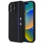 Capa rígida de silicone BMW BMHMP16S23SHEB para iPhone 16 6,1 polegadas preta Hexagon Blue Line MagSafe