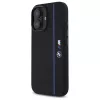 Capa rígida de silicone BMW BMHMP16S23SHEB para iPhone 16 6,1 polegadas preta Hexagon Blue Line MagSafe