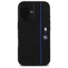 Capa rígida de silicone BMW BMHMP16S23SHEB para iPhone 16 6,1 polegadas preta Hexagon Blue Line MagSafe