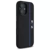 Capa rígida de silicone BMW BMHMP16S23SHEB para iPhone 16 6,1 polegadas preta Hexagon Blue Line MagSafe