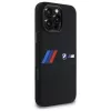 Capa rígida de silicone BMW M Collection com risca central MagSafe para Apple iPhone 16 Pro Max 6,9 polegadas preta