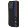 Capa rígida de silicone BMW M Collection Cut Tricolor Lines MagSafe para Apple iPhone 16 Pro Max 6,9 polegadas preta
