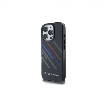Capa rígida BMW BMHCP16X23HTRAK para iPhone 16 Pro Max 6,9 inch preta Motorsport IML Random Stripes