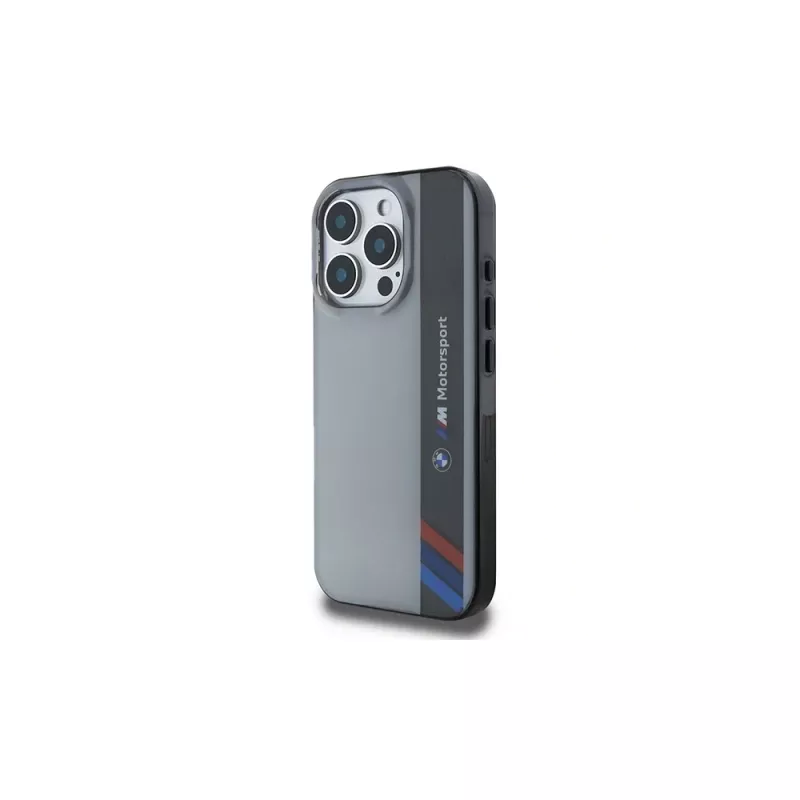 Capa rígida BMW Motorsport para Apple iPhone 16 Pro 6,3 inch cinzenta IML Vertical Stripe