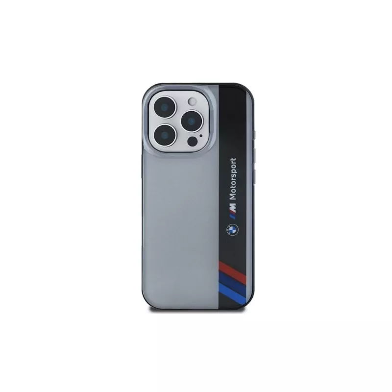 Capa rígida BMW Motorsport para Apple iPhone 16 Pro 6,3 inch cinzenta IML Vertical Stripe