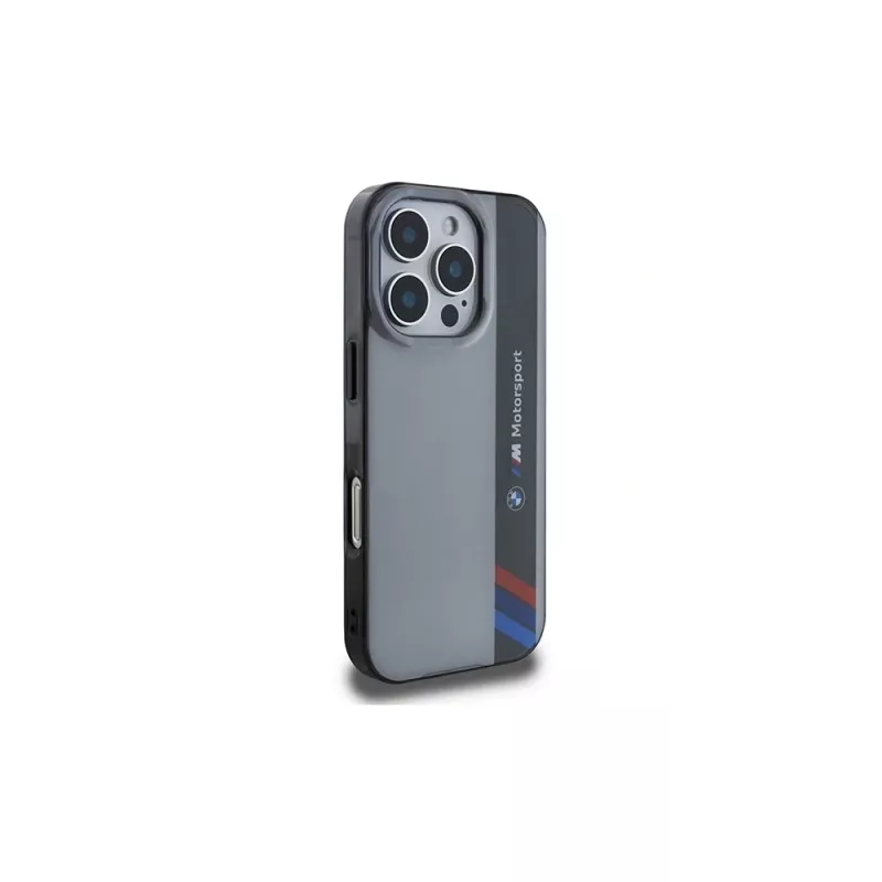 Capa rígida BMW Motorsport para Apple iPhone 16 Pro 6,3 inch cinzenta IML Vertical Stripe