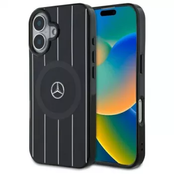 Capa rígida Mercedes-Benz MEHMP16S23HRSK Double Layer Crossed Lines para iPhone 16 6,1