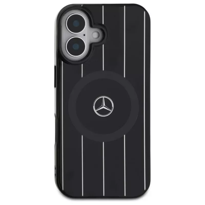 Capa rígida Mercedes-Benz MEHMP16S23HRSK Double Layer Crossed Lines para iPhone 16 6,1