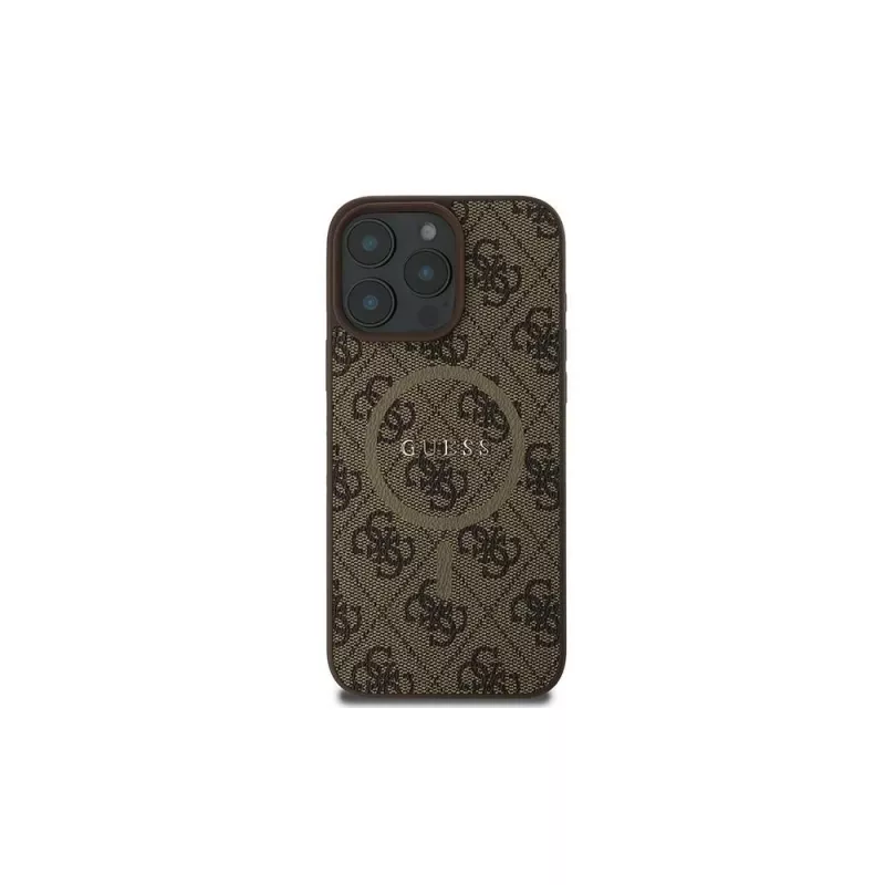 Capa Guess 4G Ring Classic Logo MagSafe para iPhone 16 Pro (castanha)