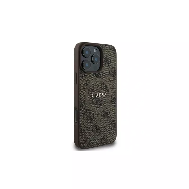 Capa Guess 4G Ring Classic Logo MagSafe para iPhone 16 Pro (castanha)